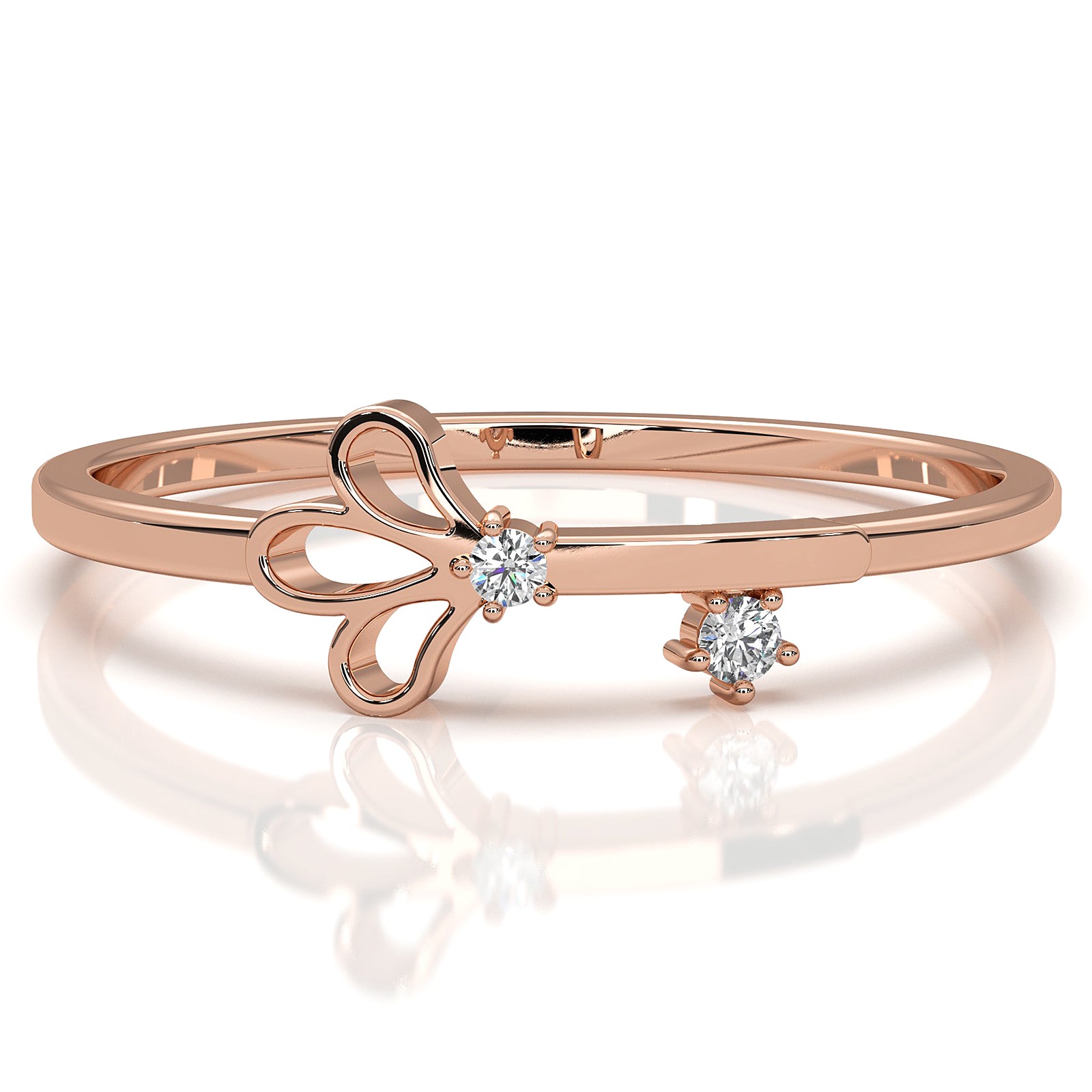 Floral Design Stackable Round Lab Diamond Fashion Ring 0.02ctw.